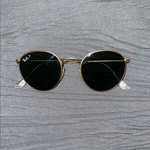 Ray-Ban RB3447 round metal gold sunglasses